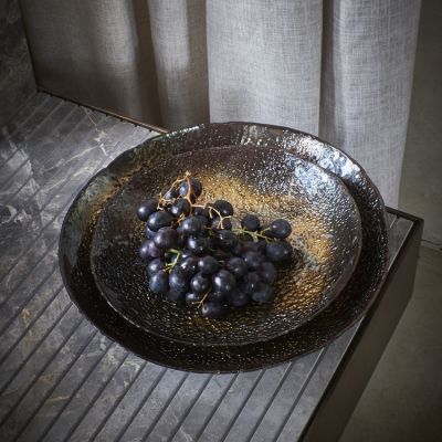 Decorative dish 40xH7cm glass black/gold Cosmo