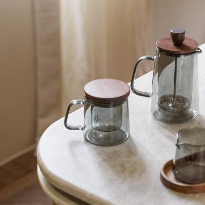 Becher 37cl mit Glasfilter und Deckel grau Luma