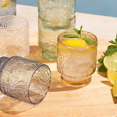 Glas 30cl amber Flora - Set/4