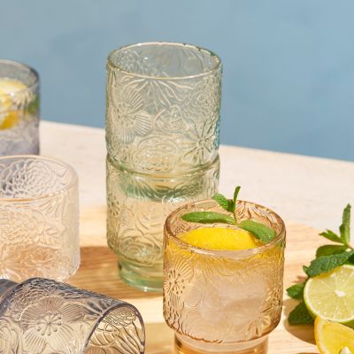 Glas 30cl hellgrün Flora - Set/4