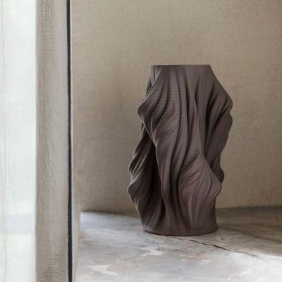 Vase 20x20xH28,5cm satin brown Vea