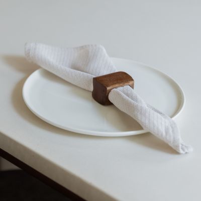 Napkin ring 5,5x4cm rectangular wood Moku - set/4