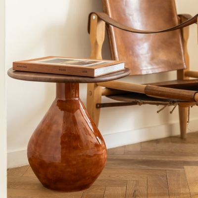 Beistelltisch 41x36xH40cm mit Holztischplatte red clay Mio
