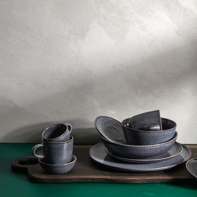 Mocha cup 9cl and saucer grey Stitch