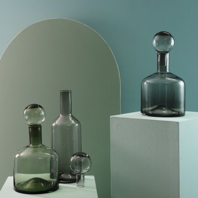 Vase mit stopfen 22xH40,5cm grau Fera