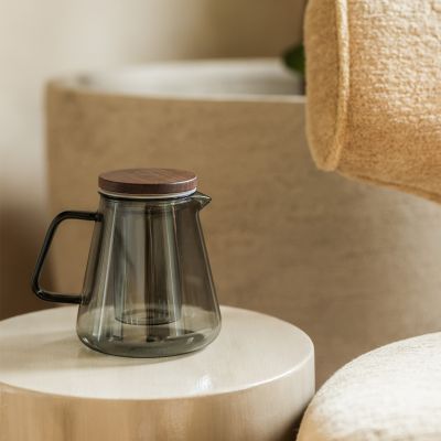 Théière 93cl avec filtre en verre et couvercle gris Luma