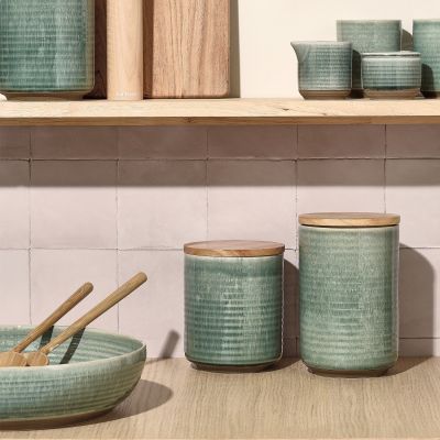 Canister 12,5xH20cm green Cameo