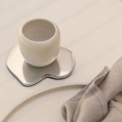 Glasuntersetzer organisch silber Charm - Set/4