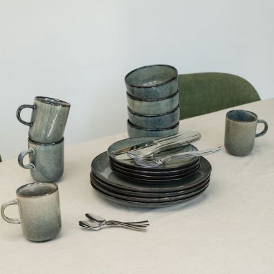 Dinner set 16 pieces green/blue Meridian
