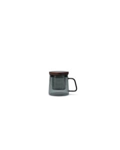 Beker 37cl met glazen filter en deksel grijs Luma