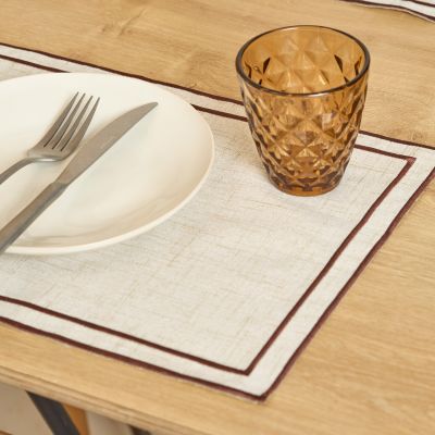 Set de table 44x29cm beige avec couture marron foncé Tabletop
