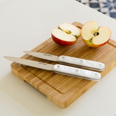 Knife set 2 pieces pearlescent look white Chop