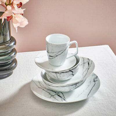 Bowl 18xH6cm marble Stone - set/4