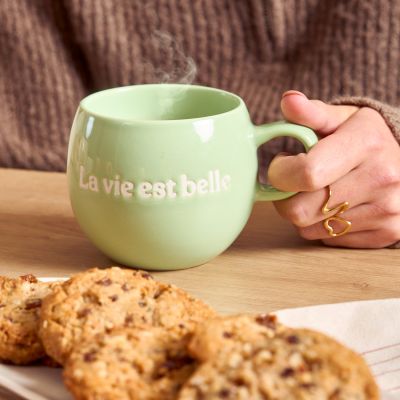 Becher 42cl "La vie est belle" grün Muggies