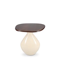 Beistelltisch 41x36xH40cm mit Holztischplatte ivory Mio
