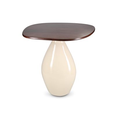 Side table 50x36xH50cm with wooden tabletop ivory Mio